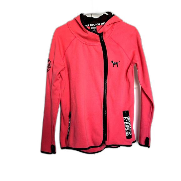 Victoria's Secret Pink Full Zip Sequin Long Thumb Hole Hoodie Women's Size S - Picture 1 of 12